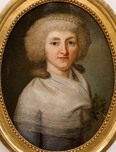 Framed 18th Century Oil - Portrait of a Lady with a Ferronnière