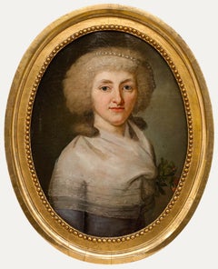 Framed 18th Century Oil - Portrait of a Lady with a Ferronnière