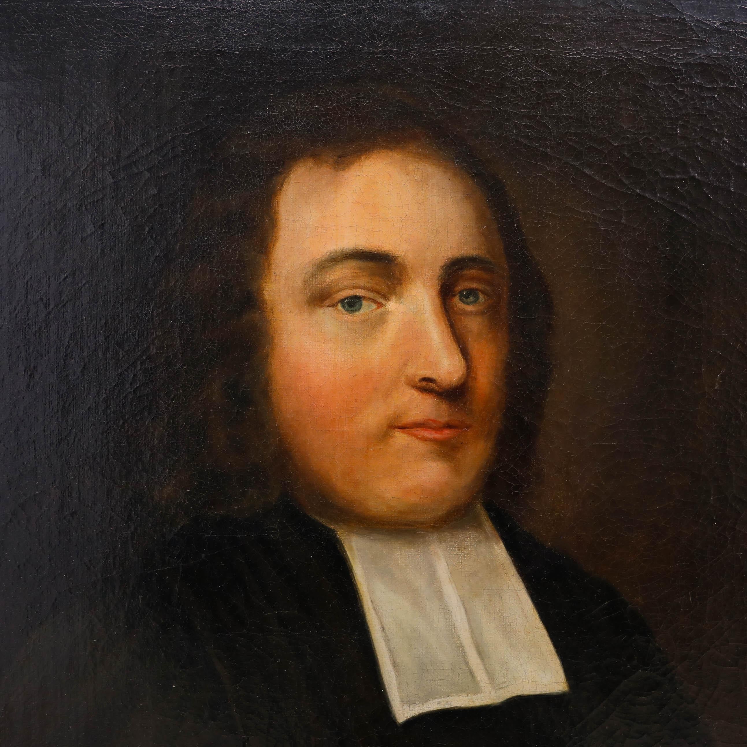 Framed 18th Century Oil - Portrait of Christopher Tennant of Sampson's Hall - Black Portrait Painting by Unknown