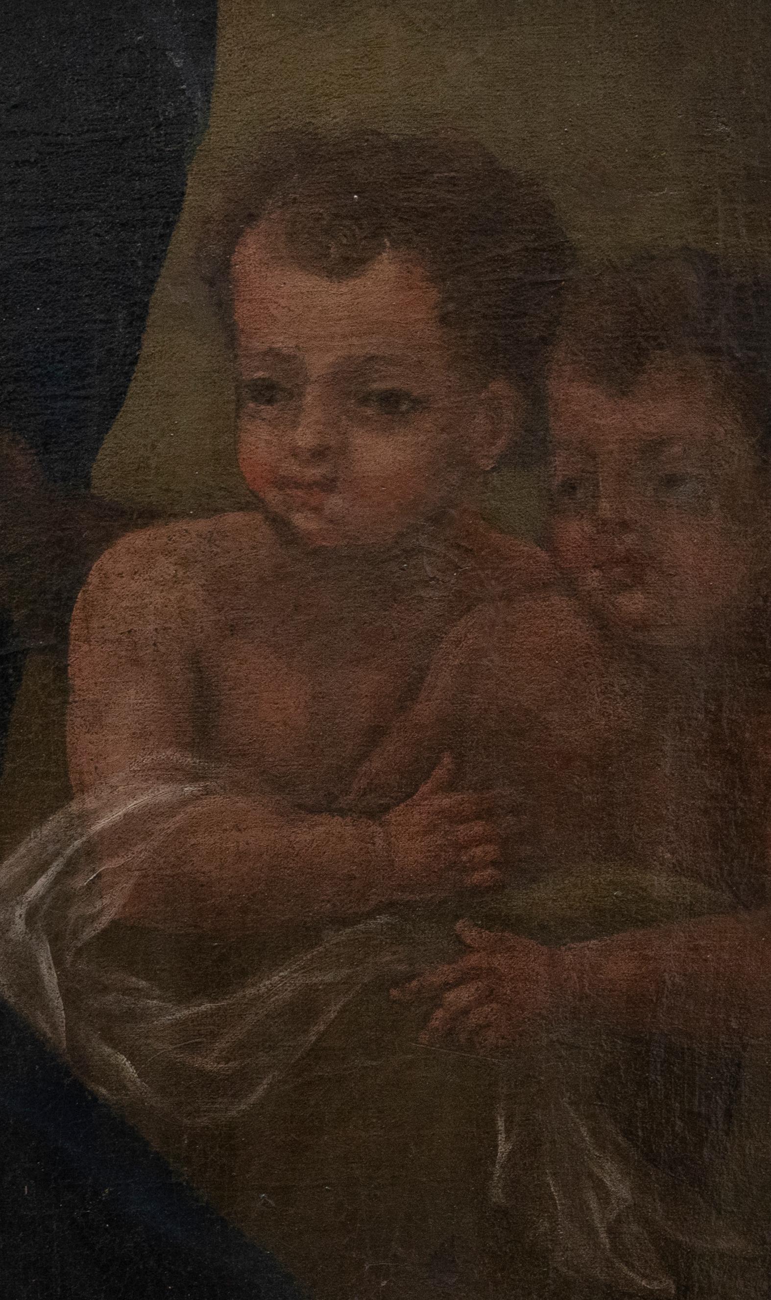 Framed 18th Century Oil - Study of Two Putti - Painting by Unknown