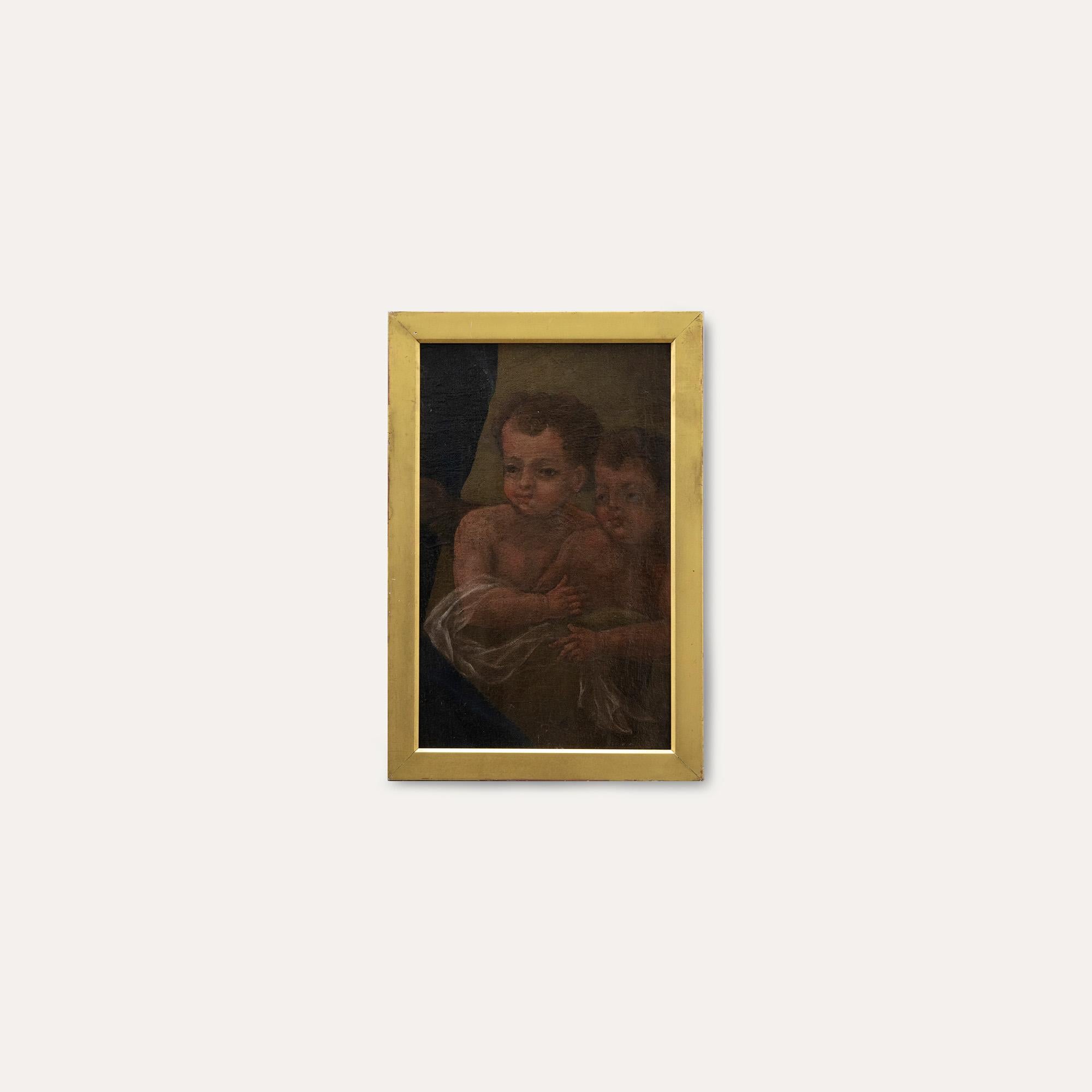 Framed 18th Century Oil - Study of Two Putti 2