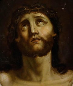 Olio del XVIII secolo con cornice - Il volto di Cristo