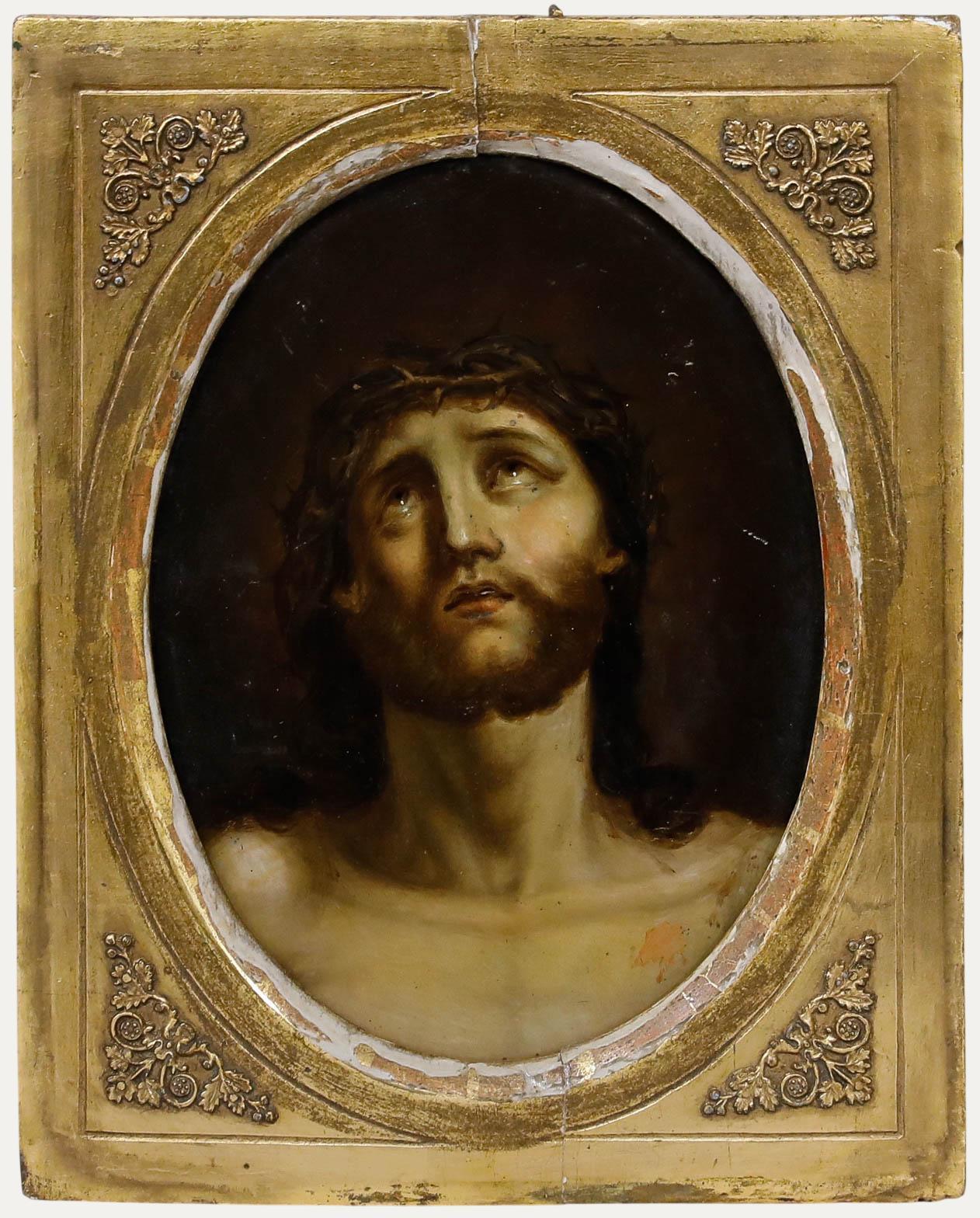 Óleo enmarcado del siglo XVIII - El Rostro de Cristo