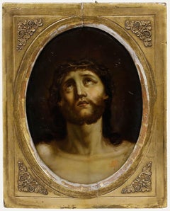 Olio del XVIII secolo con cornice - Il volto di Cristo