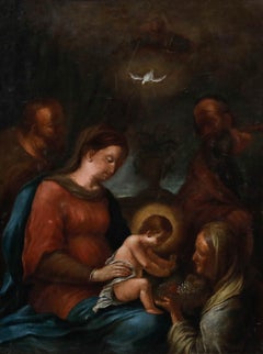 Framed 18th Century Oil - The Holy Kinship