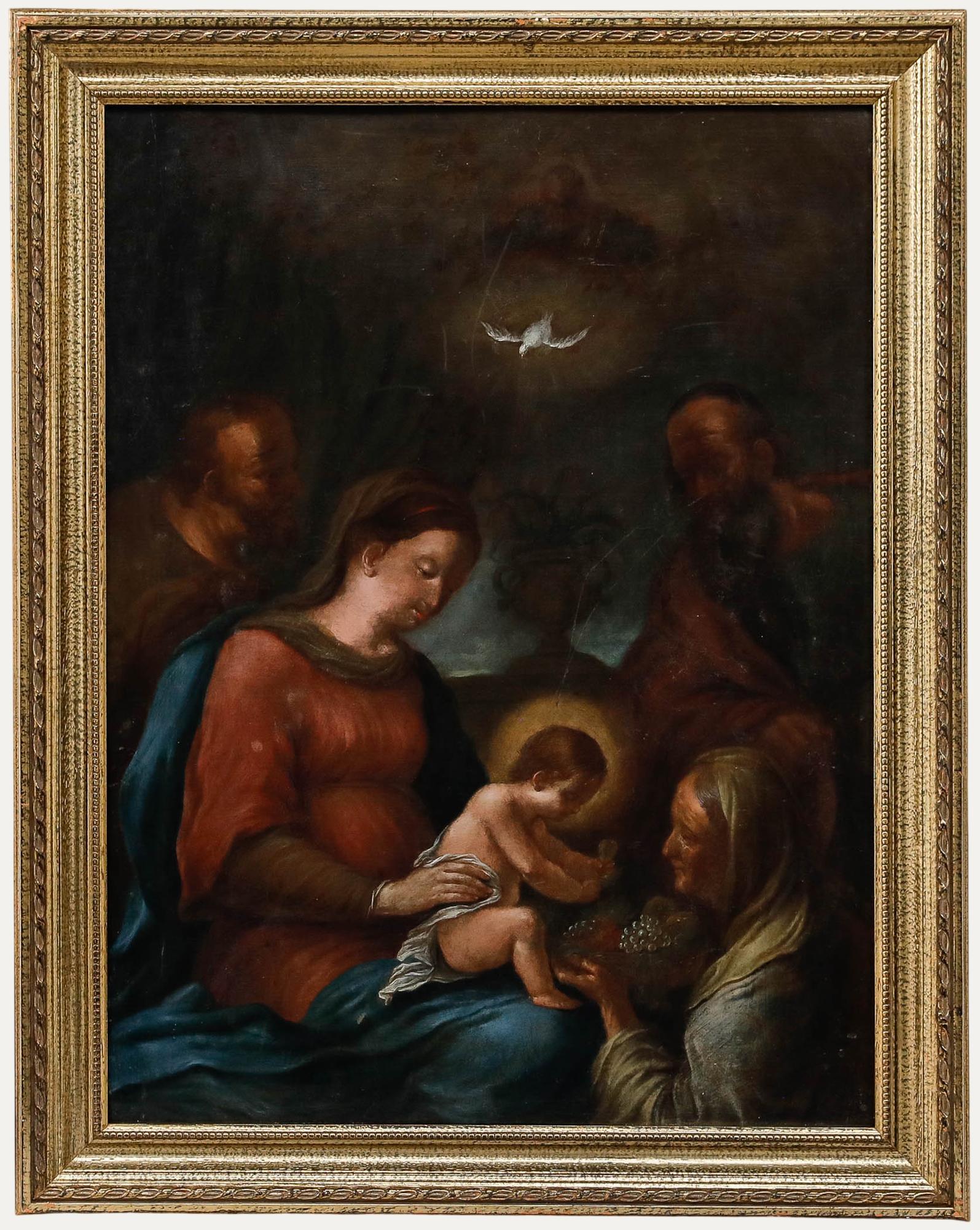 Unknown Figurative Painting - Framed 18th Century Oil - The Holy Kinship
