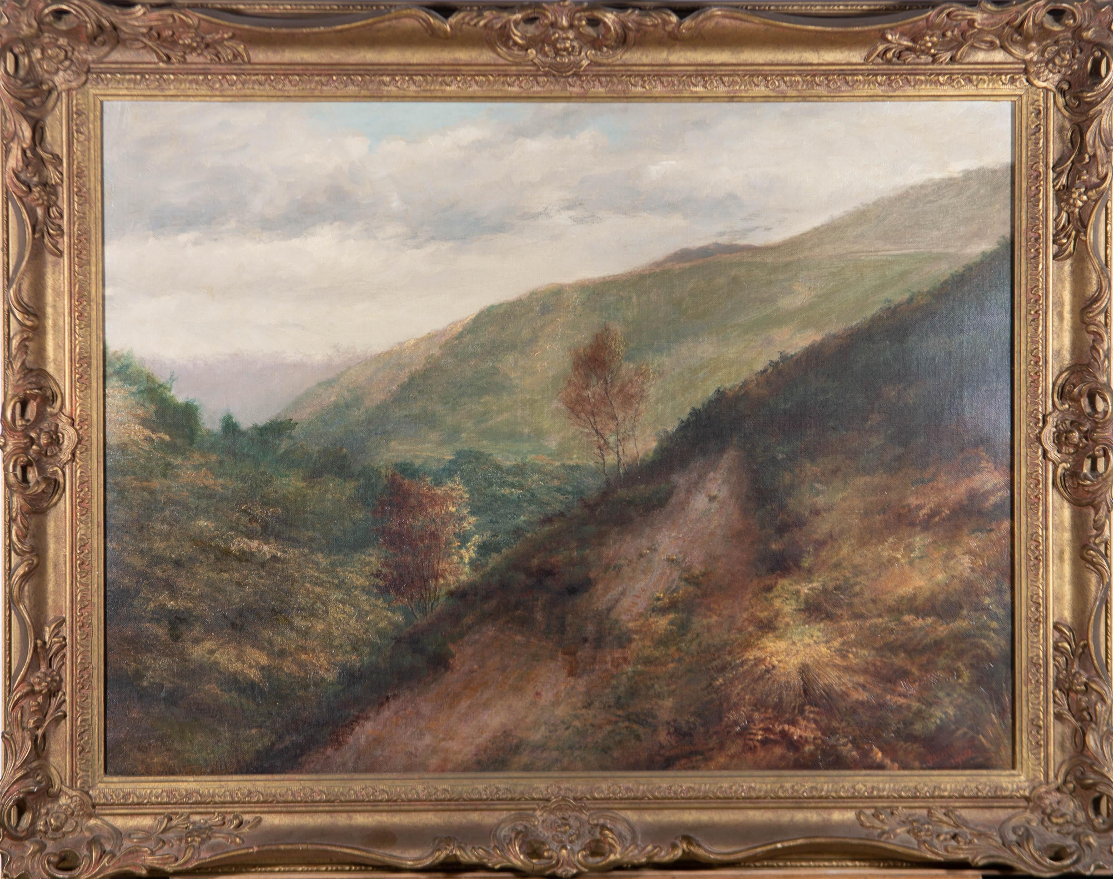 Unknown Landscape Painting - Framed 1902 Oil - The Green Valley
