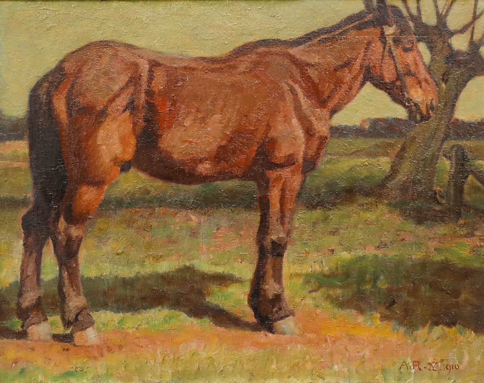 Óleo enmarcado de 1910 - El caballo de batalla - Painting de Unknown
