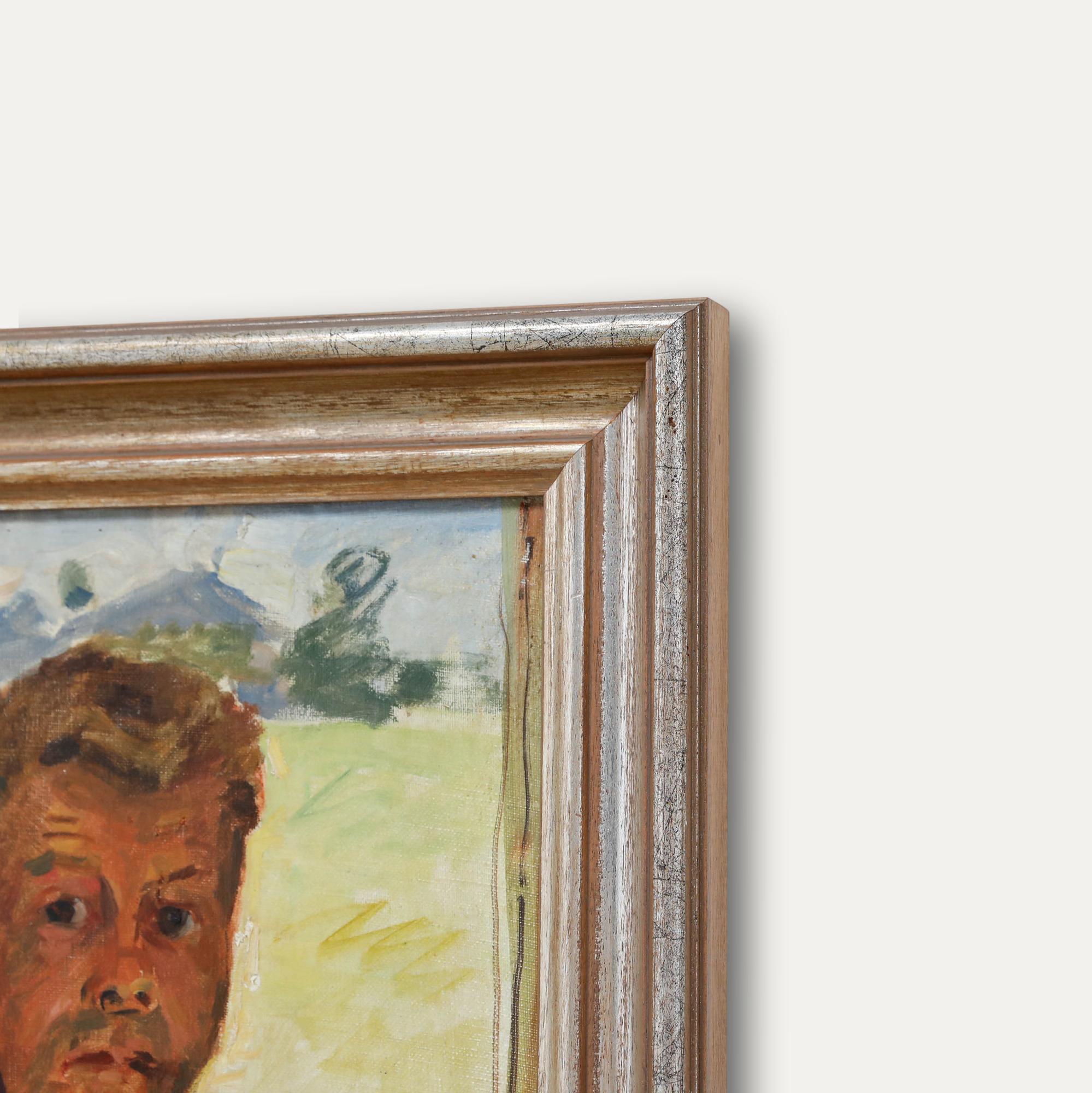Framed 1928 Oil - A German Farmer For Sale 1