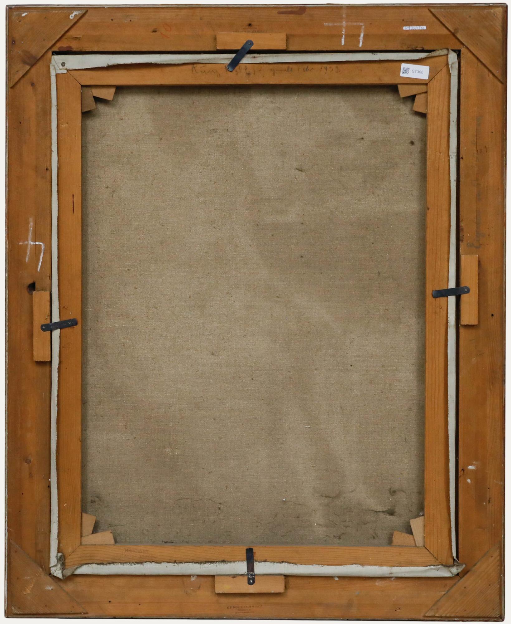 Gerahmt 1933 Öl - Weiblicher Akt lesend (Schwarz), Nude Painting, von Unknown