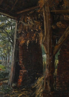 Framed 1942 Oil - The Hayloft