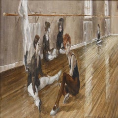 Framed 1971 Oil - Ballerinas Before Rehearsal