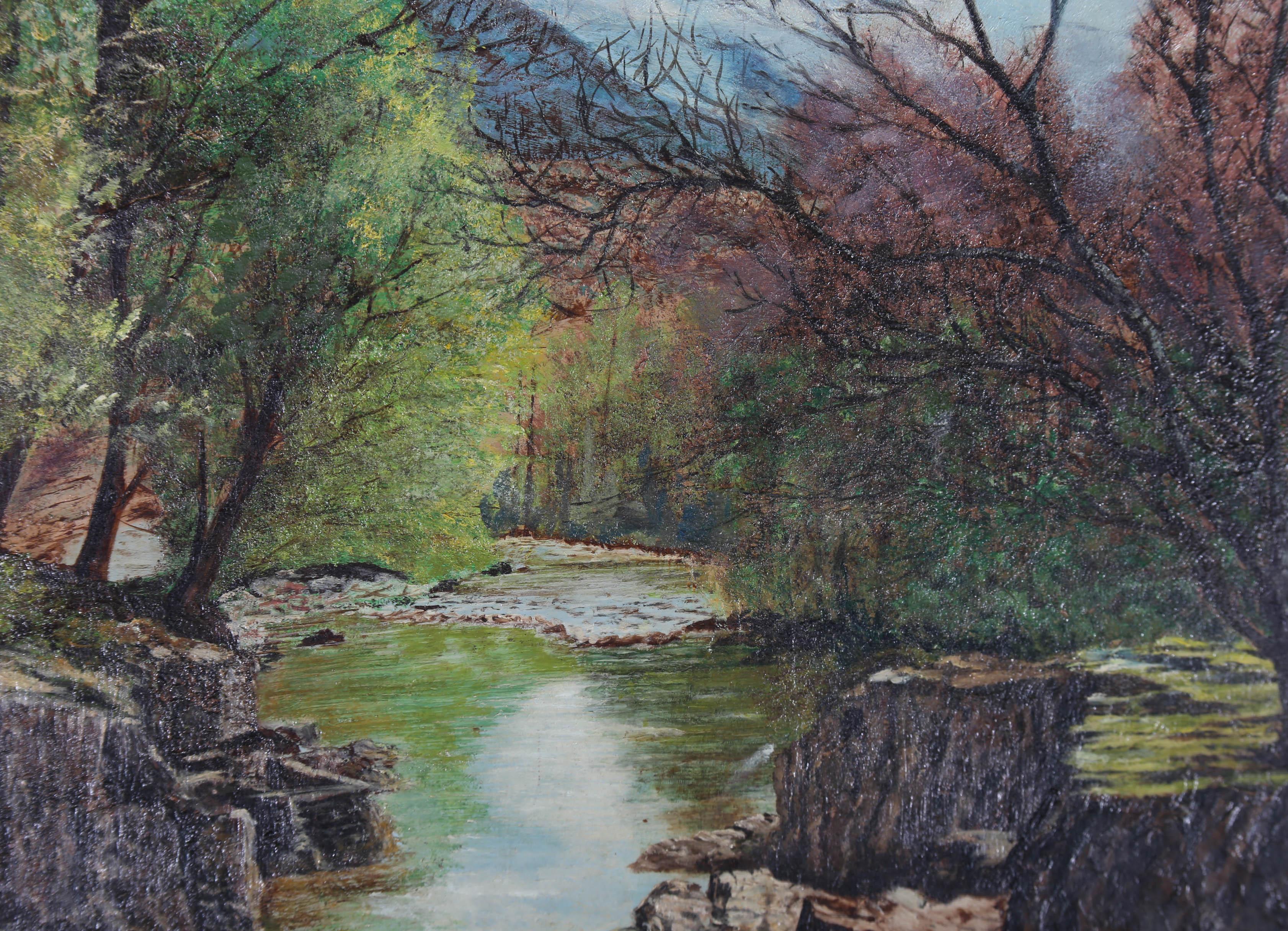 Framed 1985 Oil - Eroded River Landscape For Sale 2