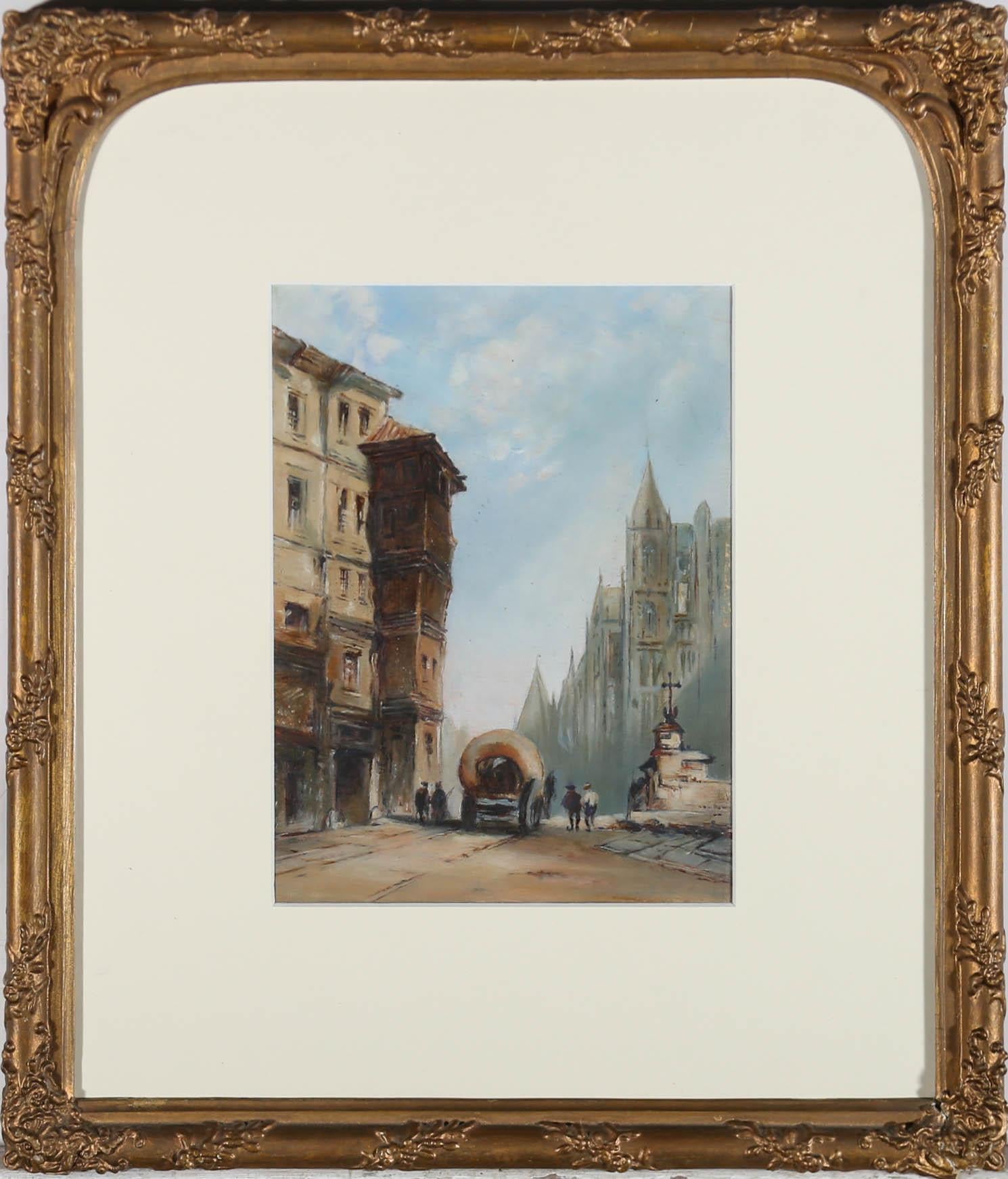 Framed 19th Century Oil - A European Square