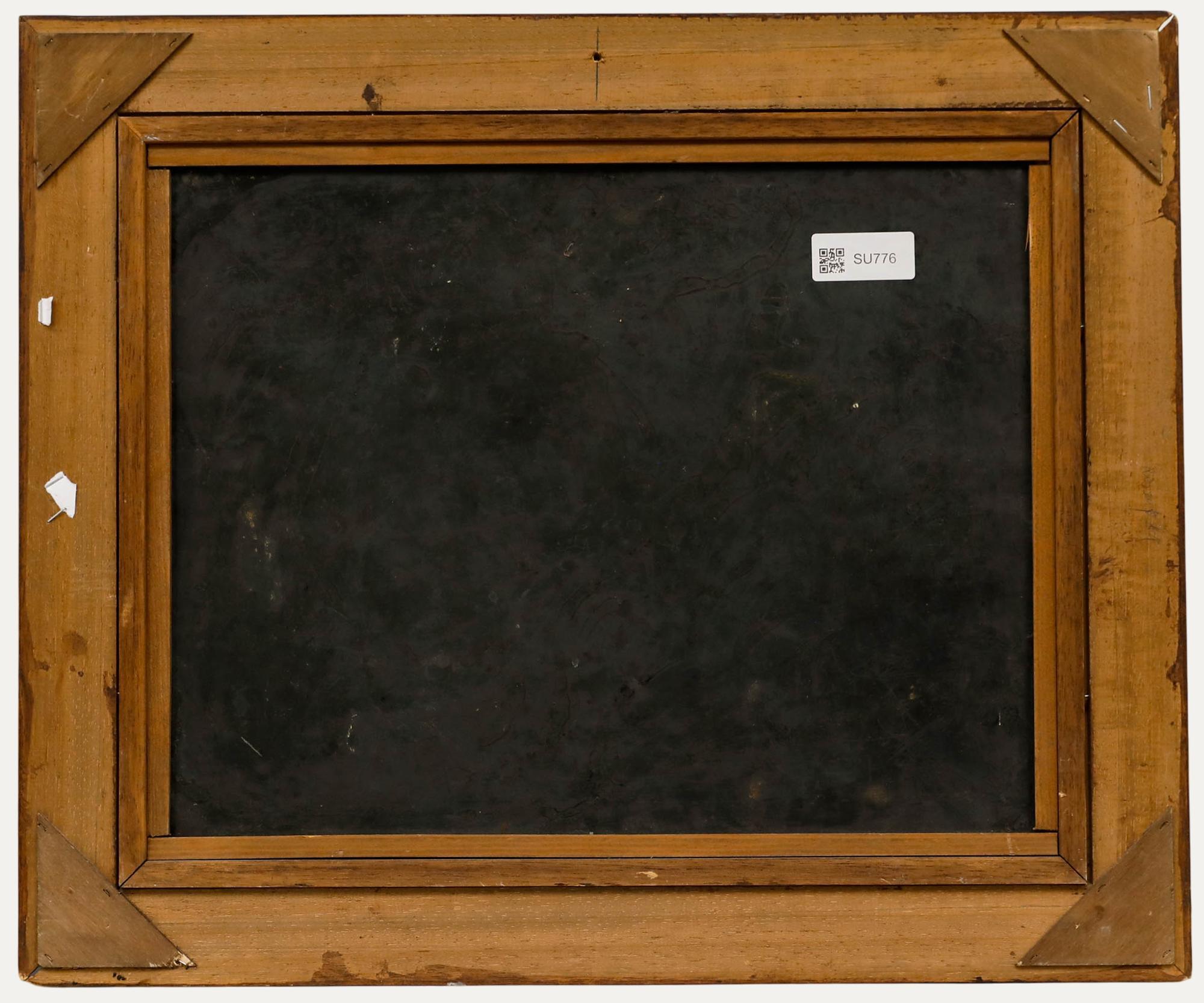 Huile encadrée du 19e siècle - Une partie de cartes à l'auberge - Marron Figurative Painting par Unknown