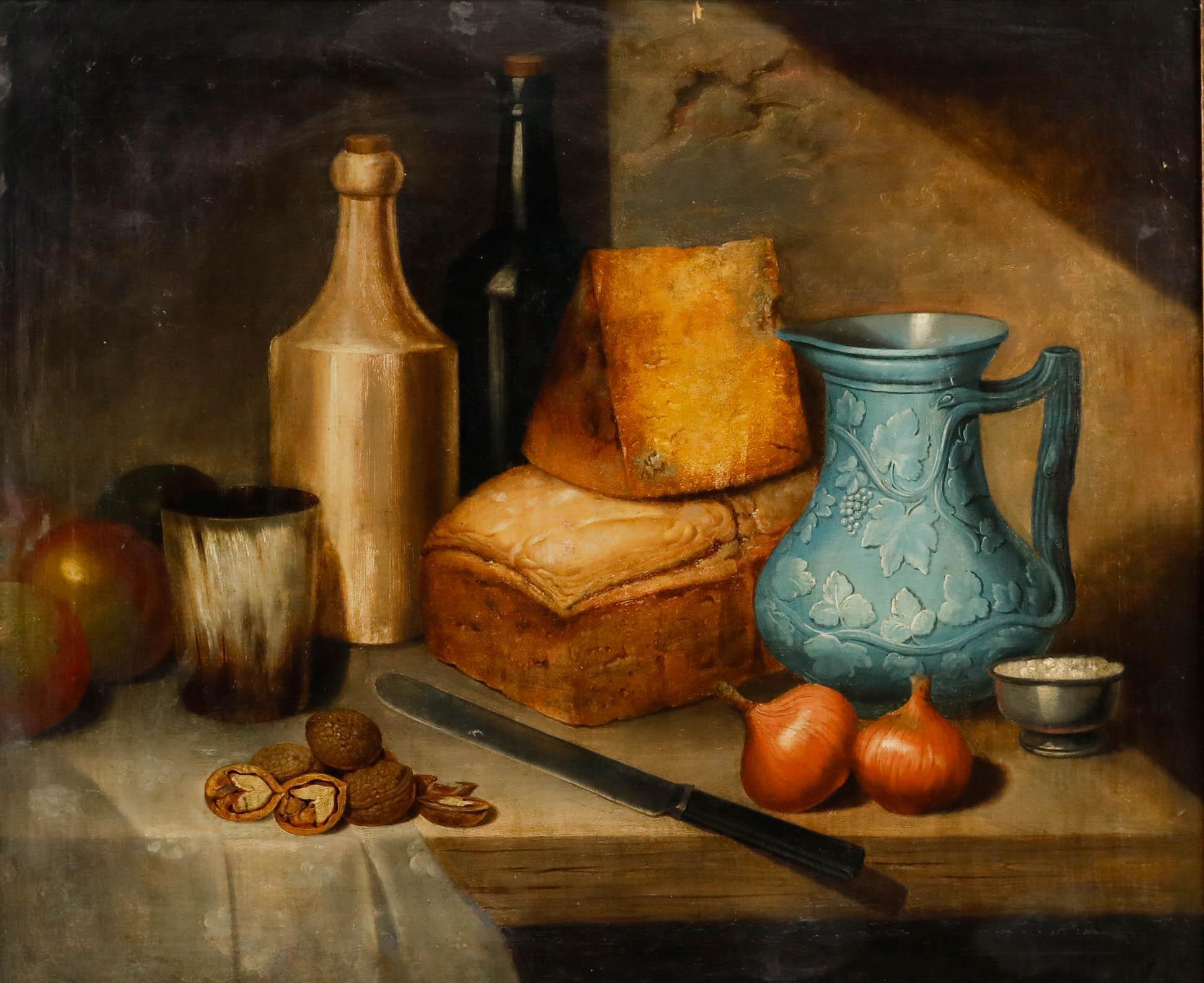 Gerahmtes Öl aus dem 19. Jahrhundert - A Ploughman's Lunch – Painting von Unknown
