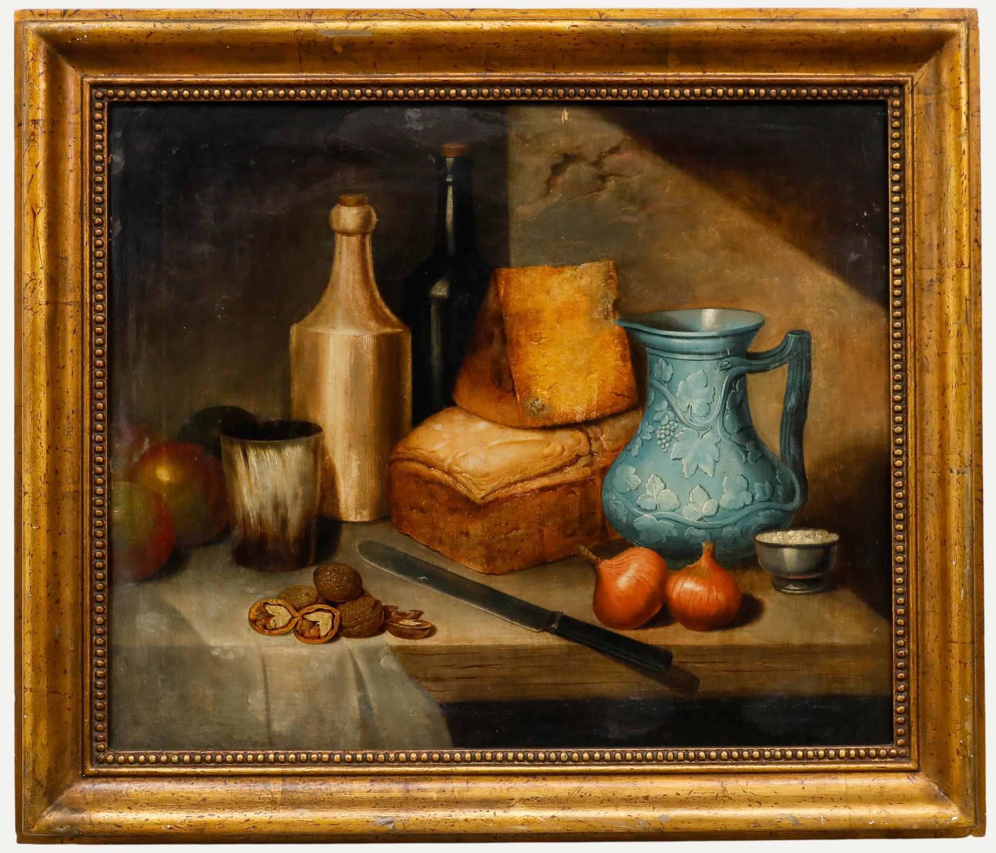 Gerahmtes Öl aus dem 19. Jahrhundert - A Ploughman's Lunch
