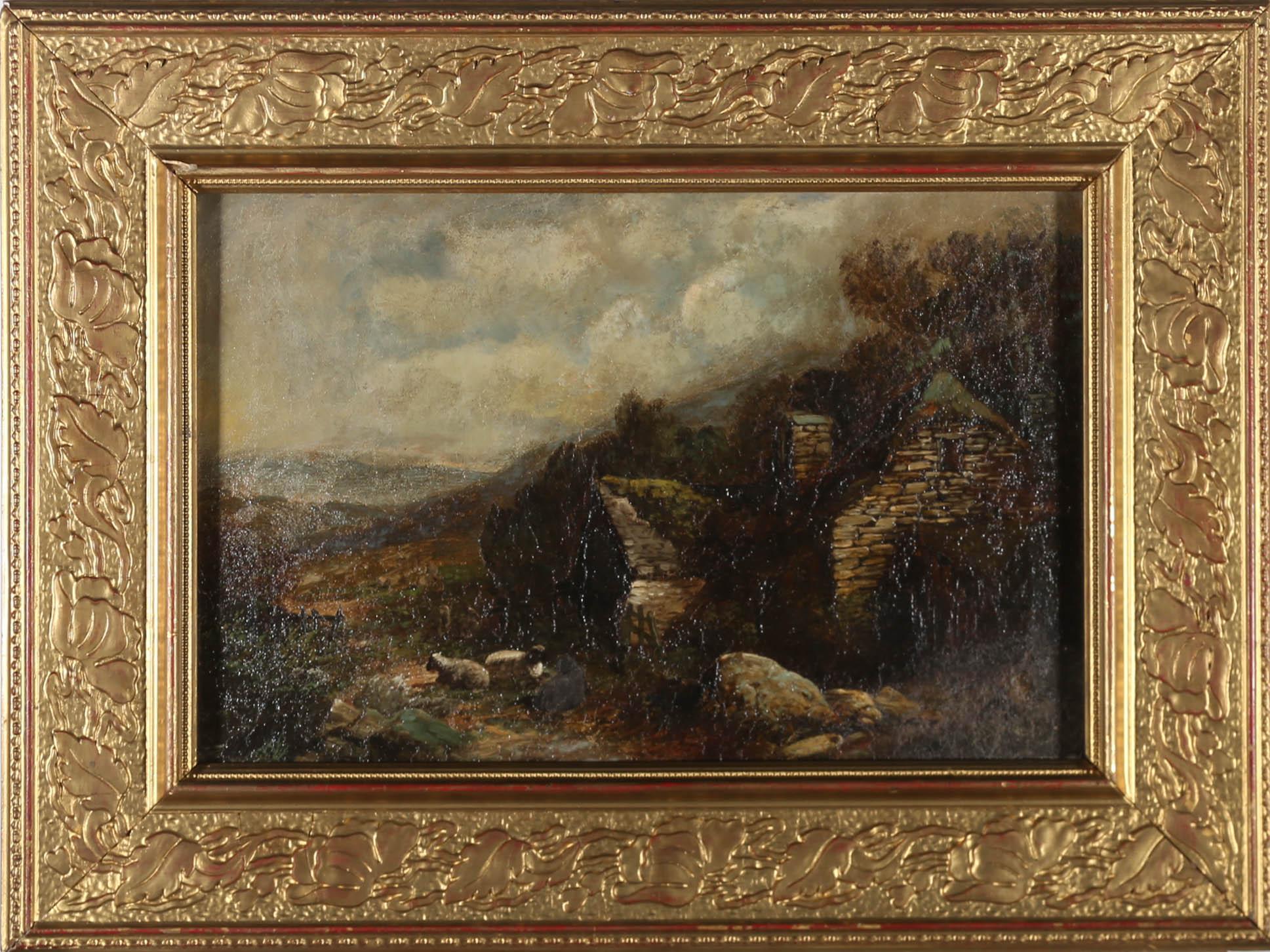 Unknown Landscape Painting - Framed 19th Century Oil - A Welsh Farm