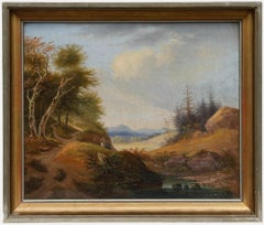 Framed 19th Century Oil - Admiring the Vista