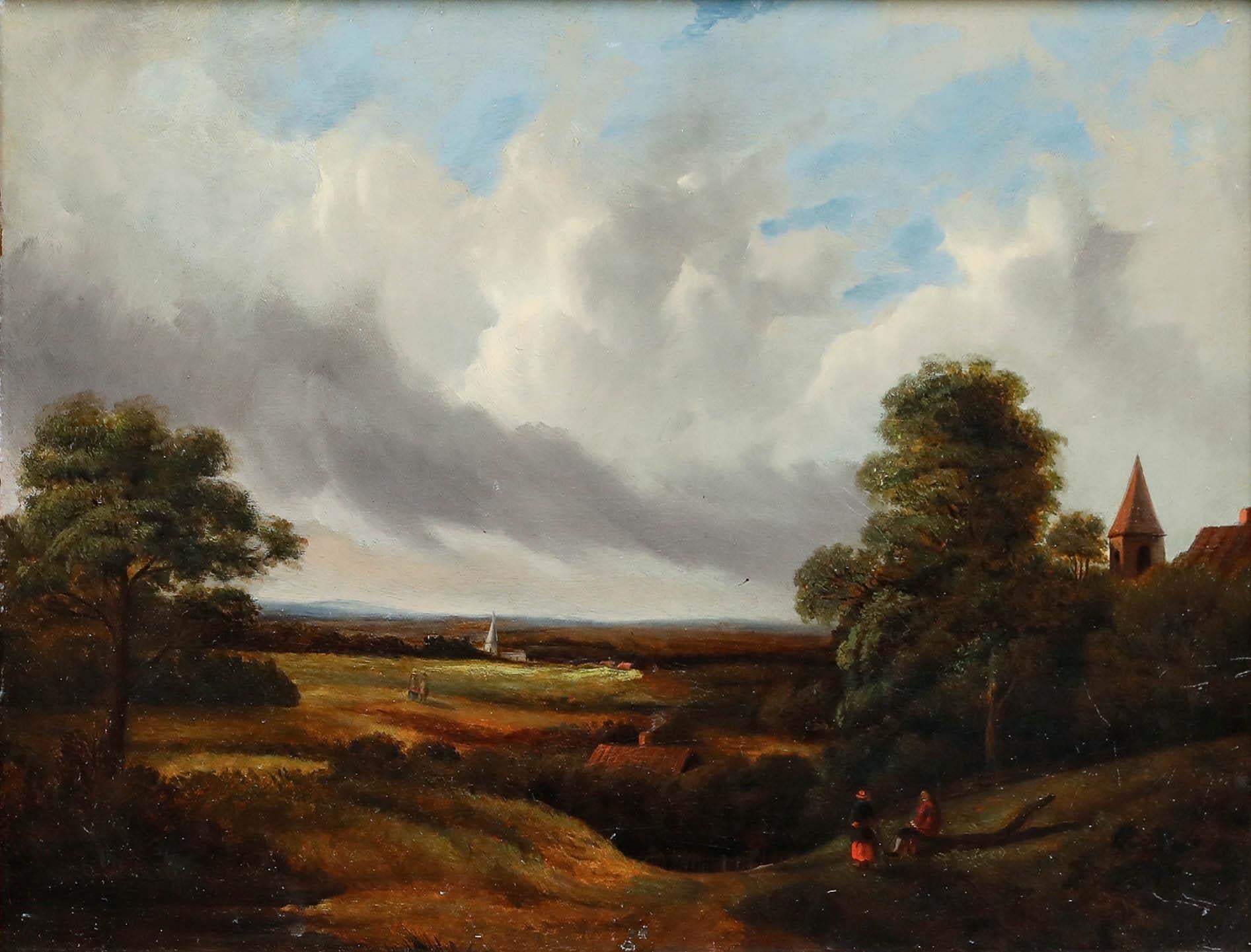 Óleo enmarcado del siglo XIX - Nube que se acerca - Painting de Unknown