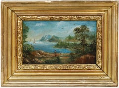 Framed 19th Century Oil - Coastal Landscape with Sailboats