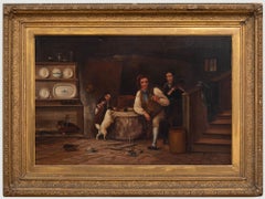 Framed 19th Century Oil - Cottage Interior Scene