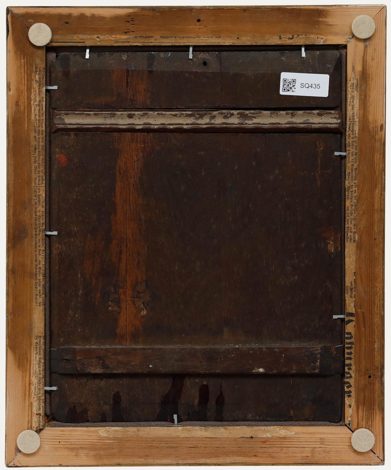 Óleo enmarcado del siglo XIX - Escena familiar en venta 1