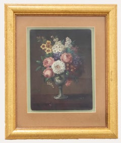 Framed 19th Century Oil - Goblet of Flowers