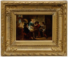 Framed 19th Century Oil - In the Tavern