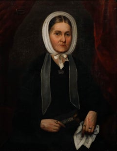 Framed 19th Century Oil - Lady in Memento Mori Jewellery
