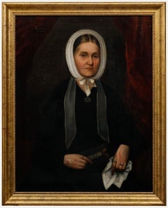 Framed 19th Century Oil - Lady in Memento Mori Jewellery