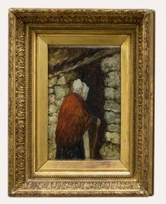 Framed 19th Century Oil - Lady in the Doorway