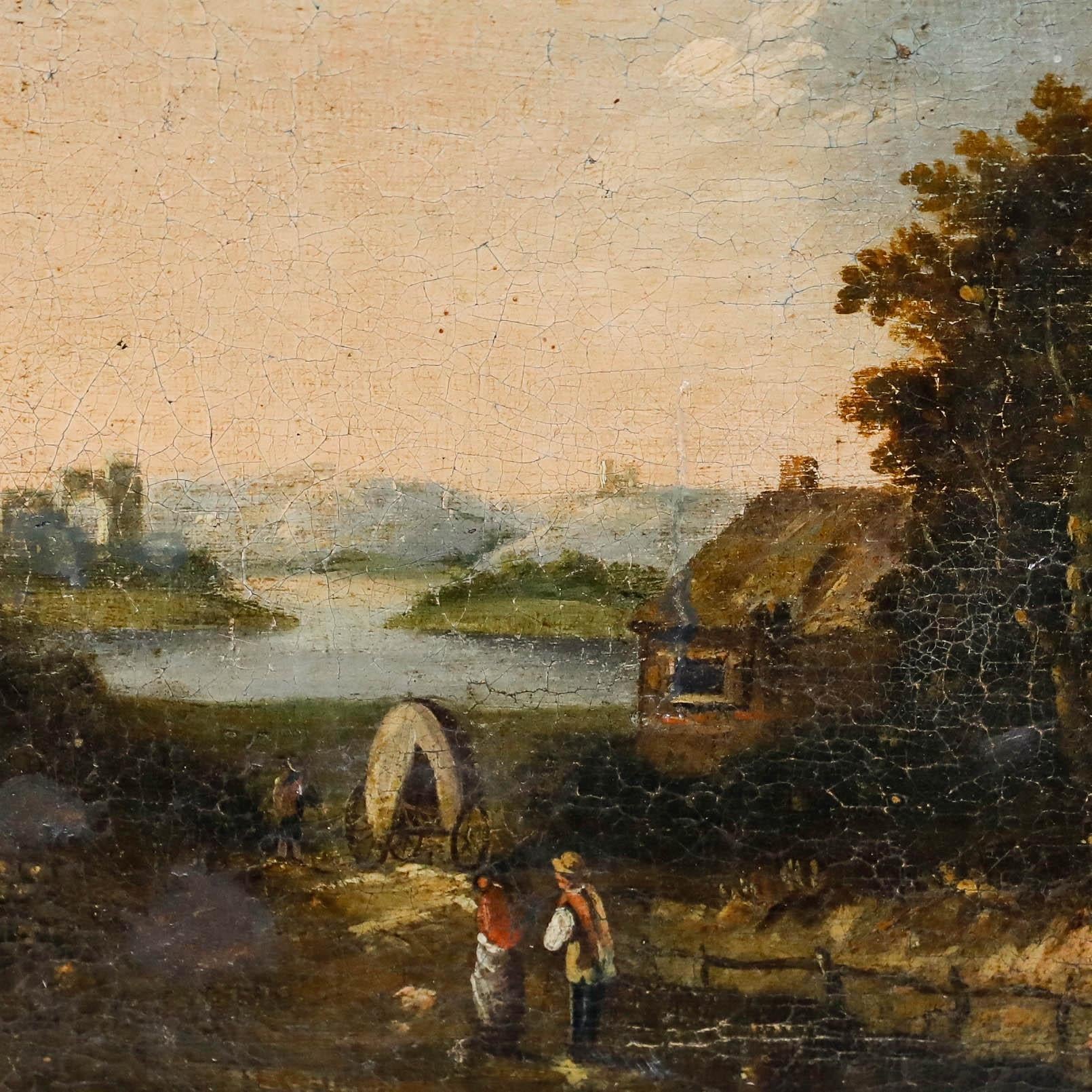 Unknown - Framed 19th Century Oil - Life in the Lakes For Sale at 1stDibs