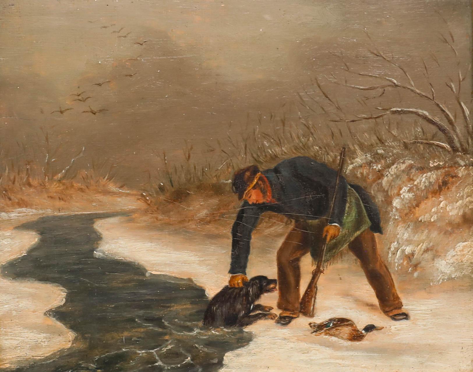 Óleo enmarcado del siglo XIX - El Sr. Arthur Whieldon y su perro - Painting de Unknown