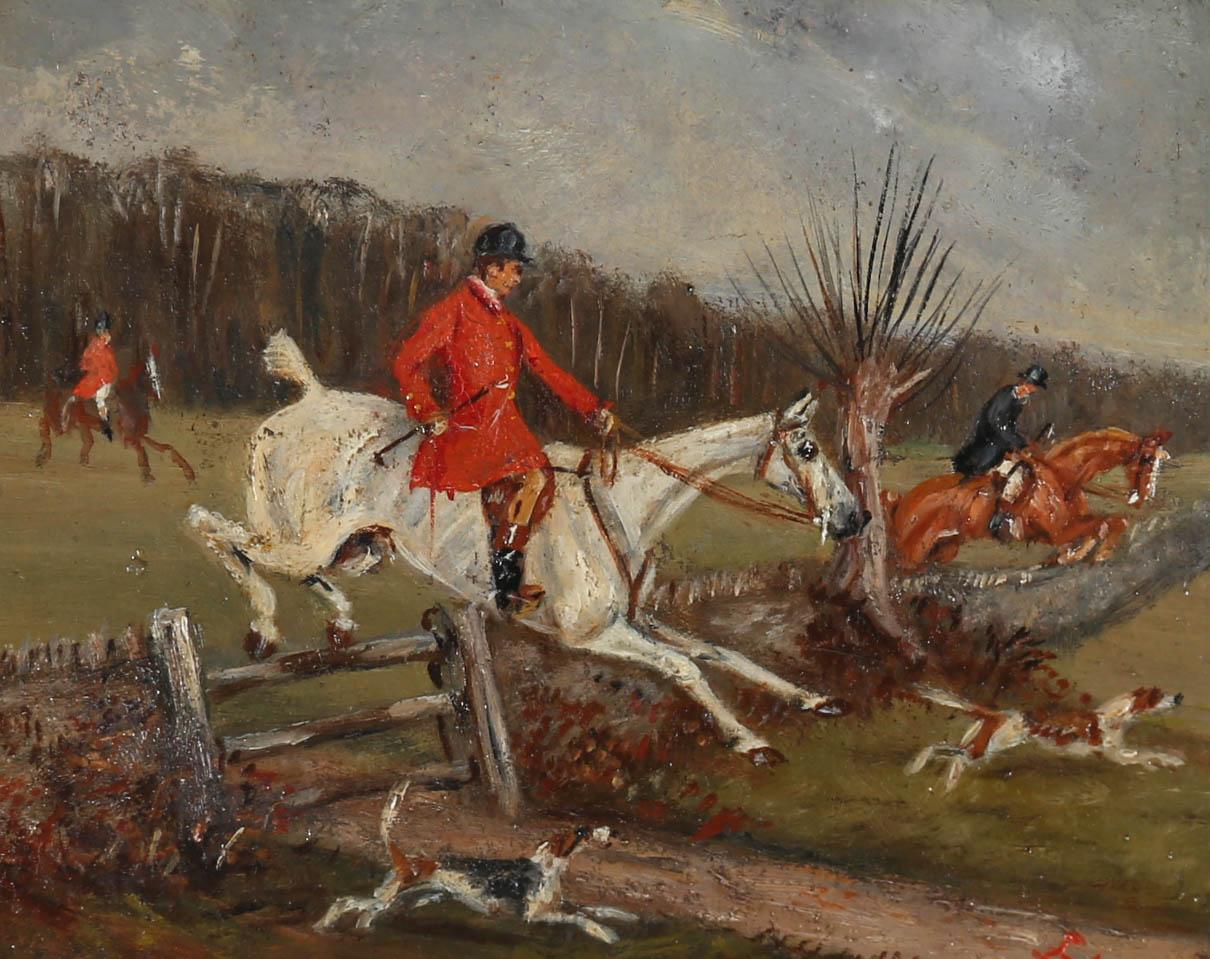 Framed 19th Century Oil - On The Hunt - Painting by Unknown