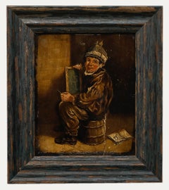 Antique Framed 19th Century Oil - Portrait of a Street Urchin