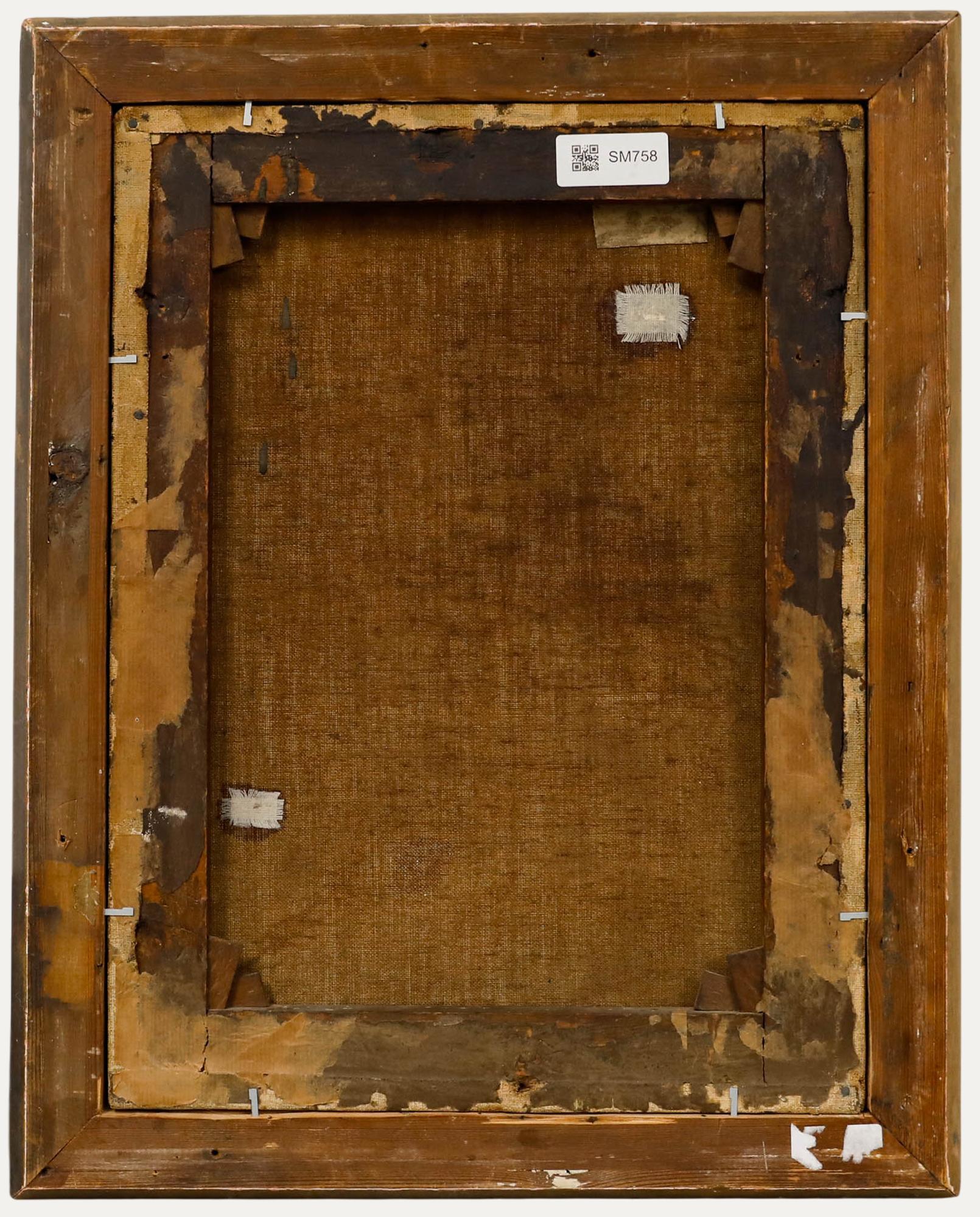 Huile encadrée du 19e siècle - Portrait d'une dame âgée - Marron Portrait Painting par Unknown