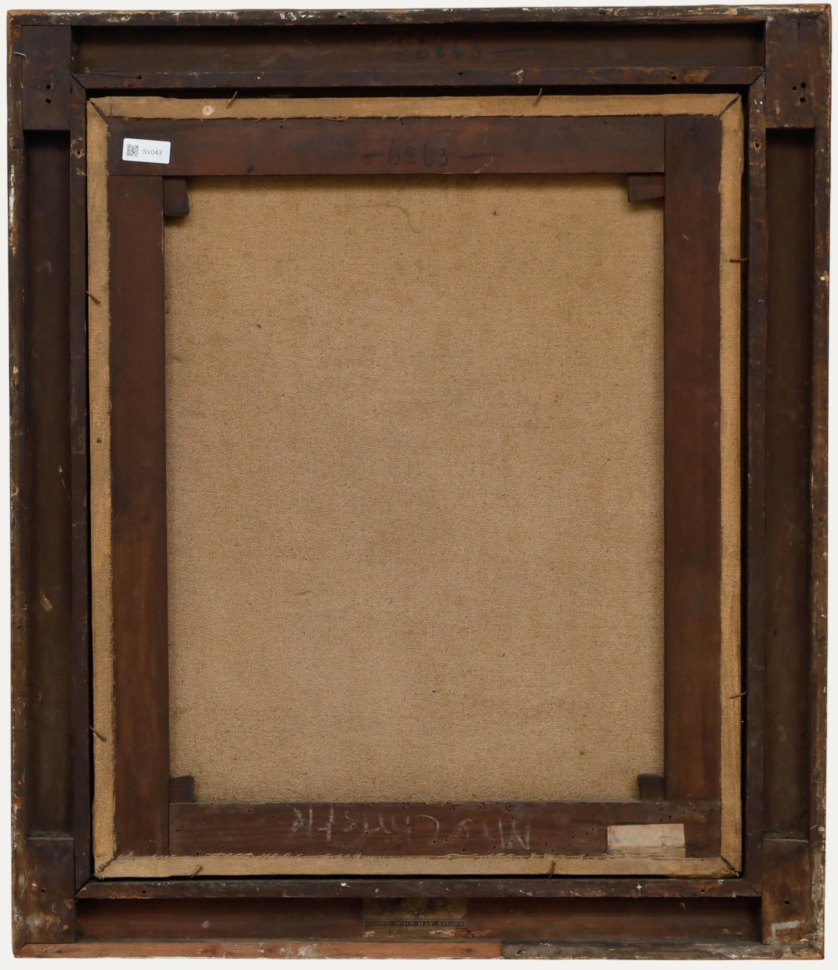 Huile encadrée du 19e siècle - Portrait de Mme Christie - Noir Portrait Painting par Unknown