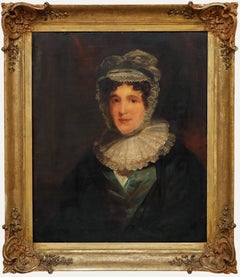 Huile encadrée du 19e siècle - Portrait de Mme Christie