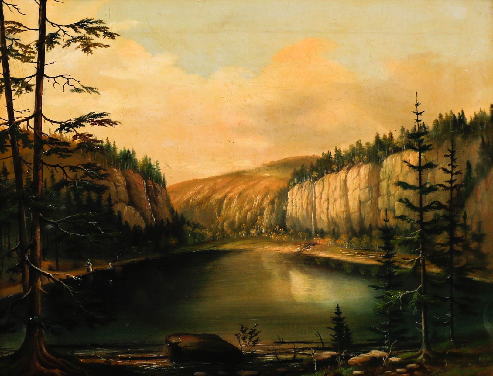 Huile du 19ème siècle encadrée - lac de quarry - Painting de Unknown