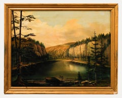 Framed 19th Century Oil - Quarry Lake