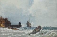 Framed 19th Century Oil - Setting Sail