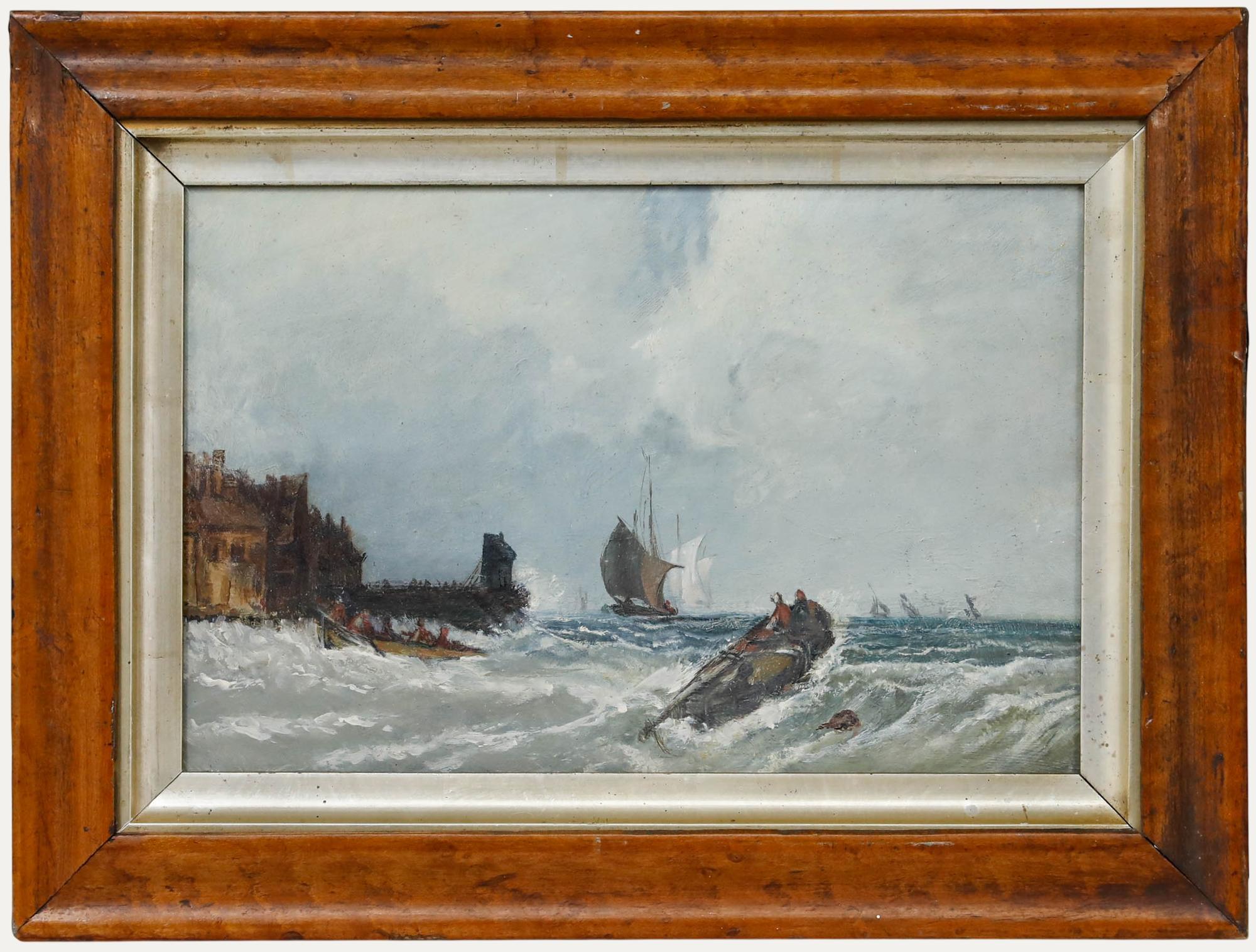 Framed 19th Century Oil - Setting Sail