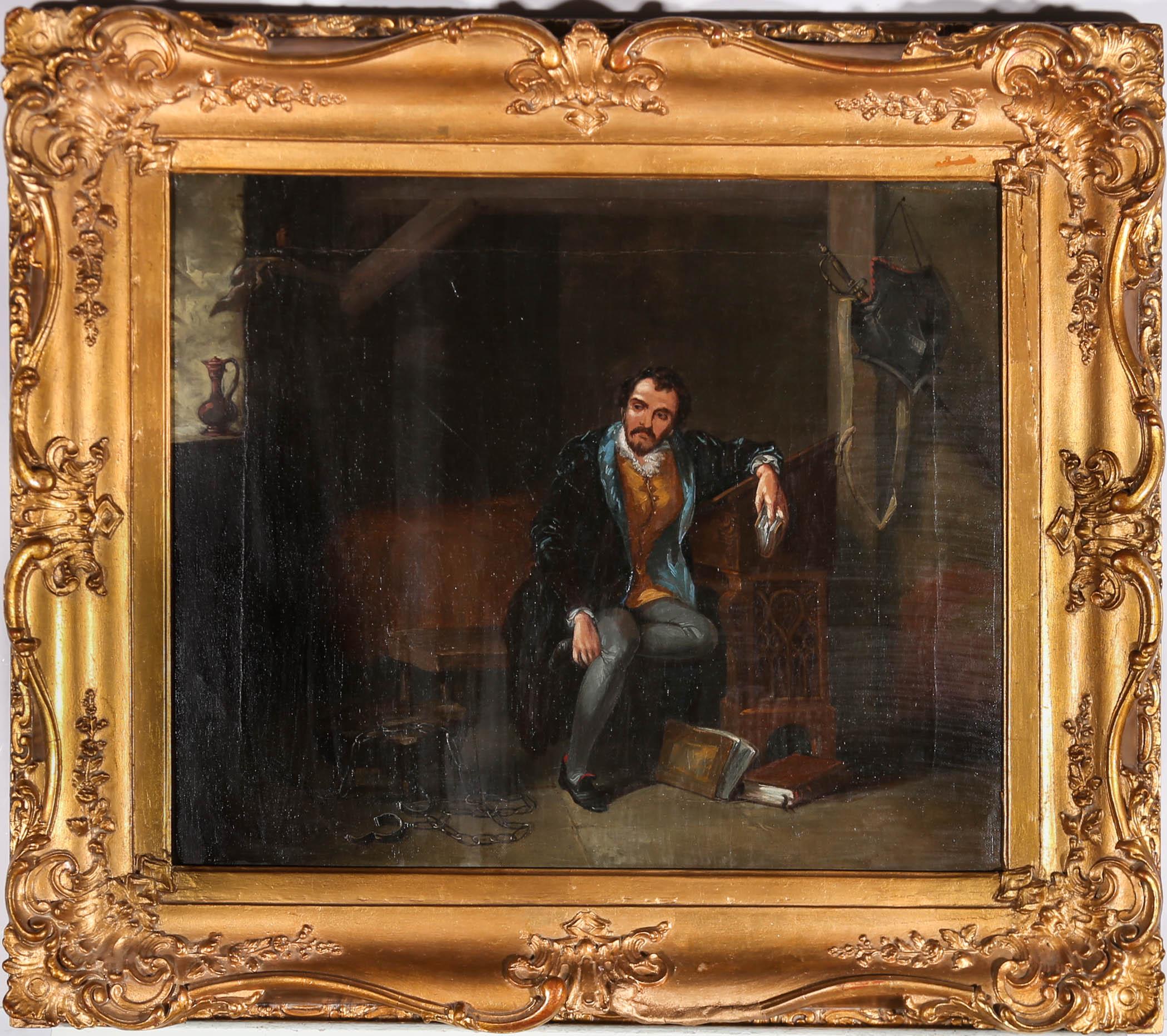 Unknown Figurative Painting - Framed 19th Century Oil - Shakespearean Player