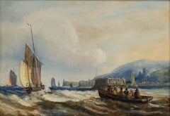 Framed 19th Century Oil - Shipping Off the Coast