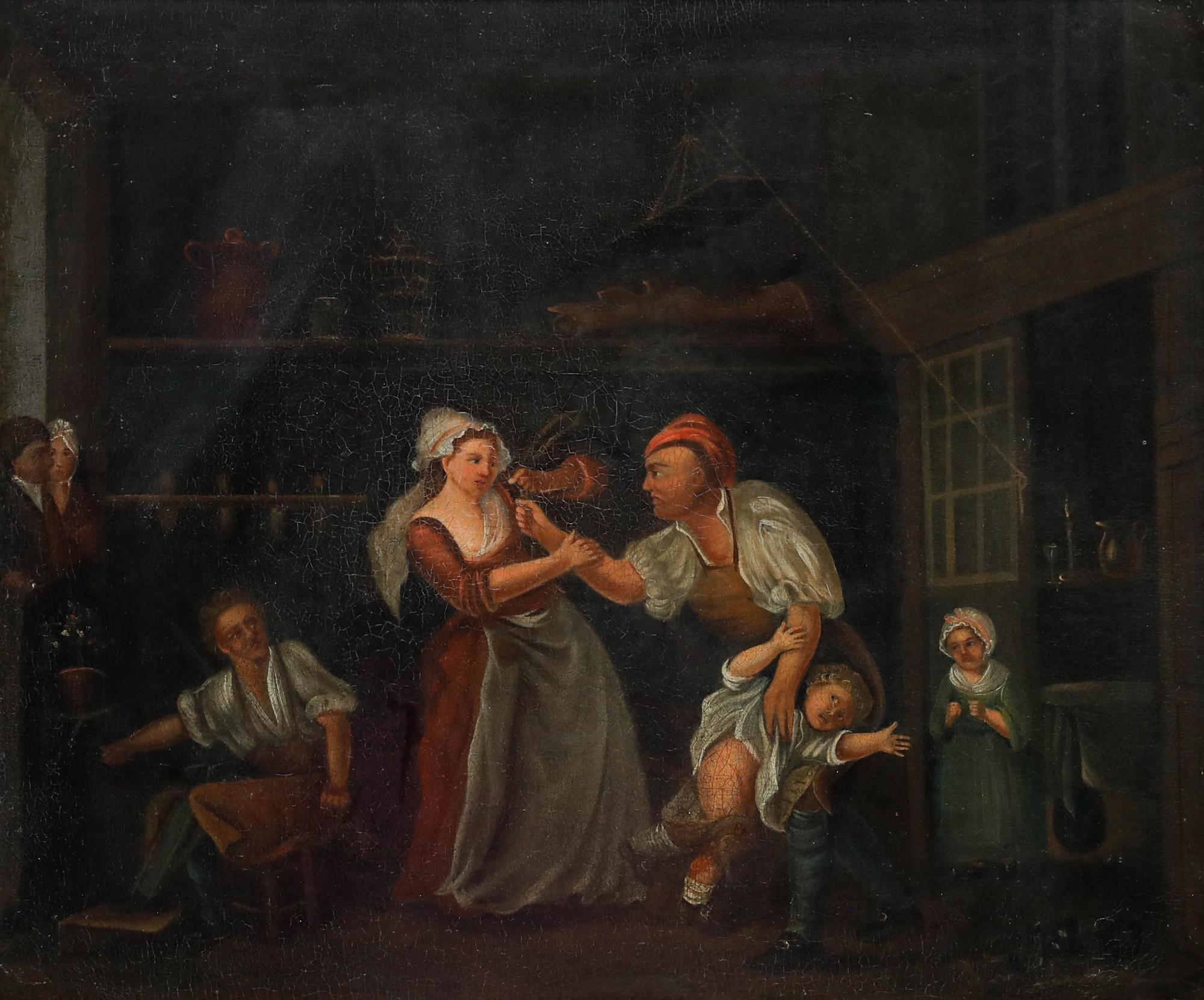 Framed 19th Century Oil - The Bookbinder's Workshop - Painting by Unknown