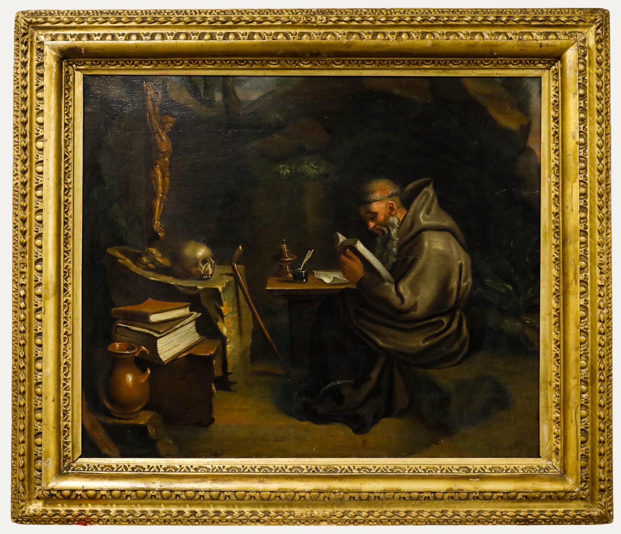 Framed 19th Century Oil - The Hermit