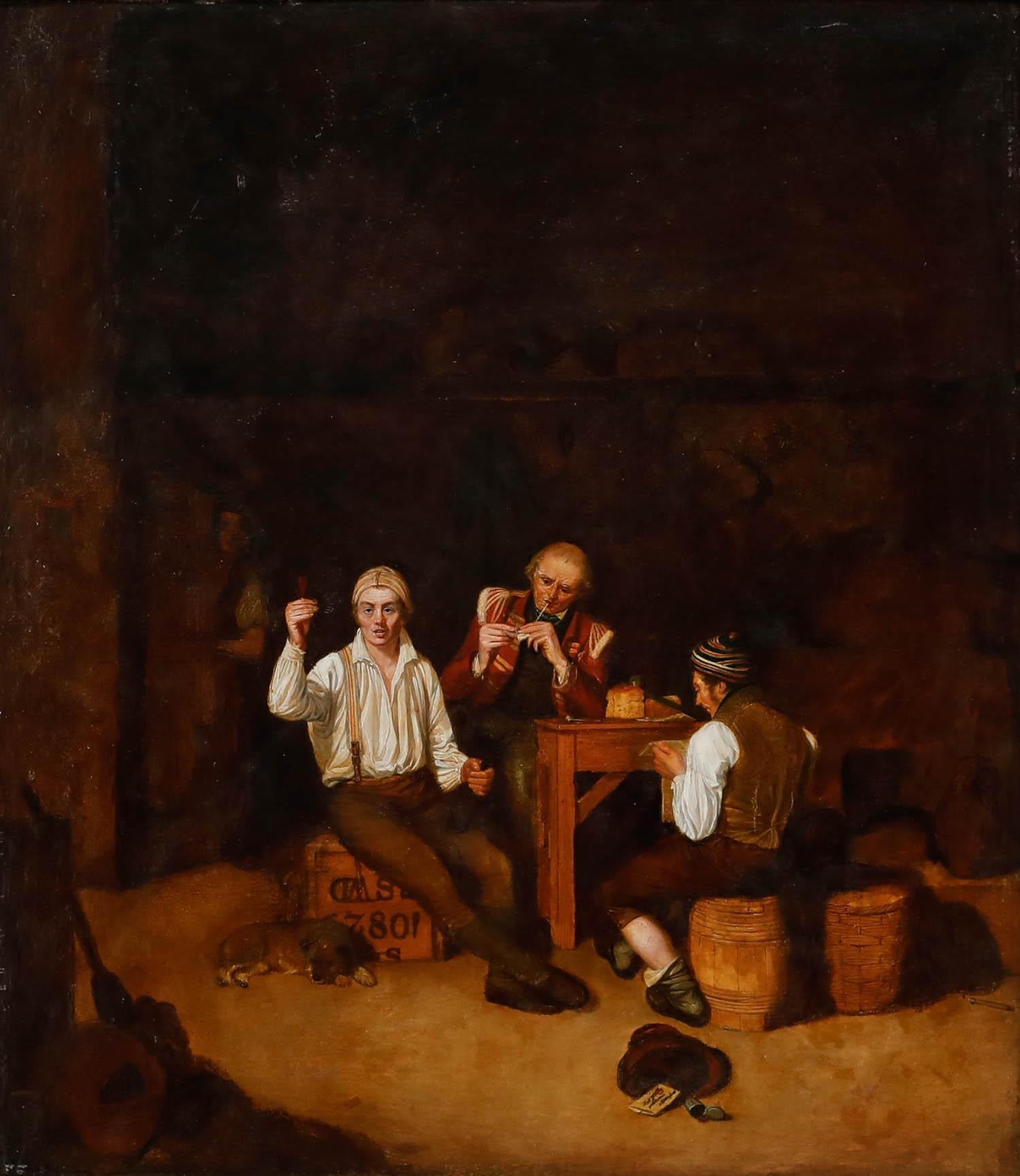 Framed 19th Century Oil - The Repast - Painting by Unknown