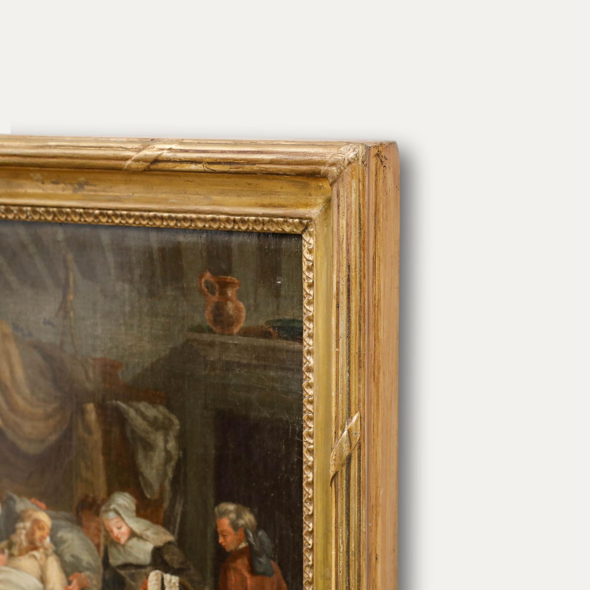 Framed 19th Century Oil - The Sick Father For Sale 1