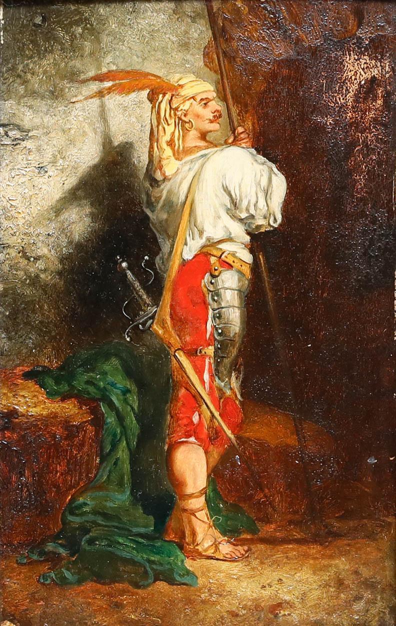 Framed 19th Century Oil - The Soldier - Painting by Unknown
